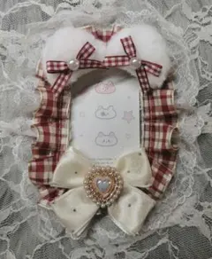 硬質ケースデコ トレカケースデコ リボンデコ 赤/チェック B8