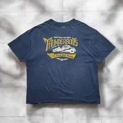 motorcycle Tプリントt2XLフェードネイビー雰囲気系vintage風