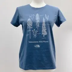 【ノースフェイス】プリント Tシャツ くすみブルー ブルー M 植物