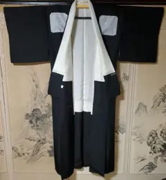 夏着物 浴衣 モノトーン バイカラー 綿麻ちぢみ 未使用品 残布あり