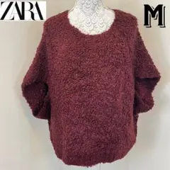 ザラ・ZARA モヘアニット　赤・ワインレッド　ニットベスト・セーター　Mサイズ