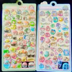 シマエナガ　寿司　きぐるみ　ボンボンドロップシール　セット　立体　シール