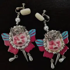 3/24限定SALE！／激ヤバ！超カワ！特大ヴィンテージゴシックドールイヤリング