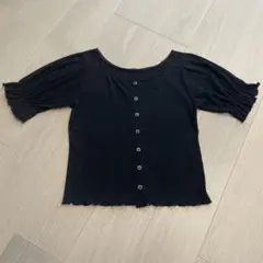 NICE CLAUP ナイスクラップ 半袖 リブ カットソー ブラック F