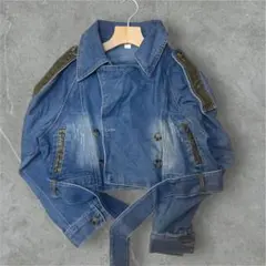 デニムジャケット ショート丈 韓国ファッション Y2K アウター ヴィンテージ風