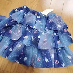 メゾピアノ　ミルキーウェイ柄　3段フリルキュロット　スカート