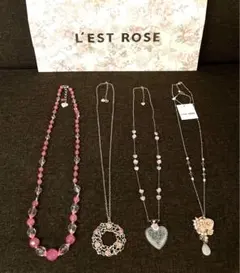 レストローズ　ネックレス　4点　ピンク　バラ　ハート　パール　レア　パーティー
