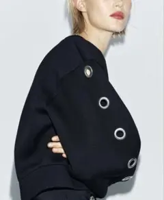 【新品ZARA完売品】スキューバエフェクトスウェットシャツ　S