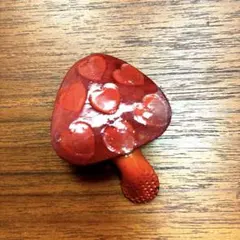 きのこブローチ　レザー