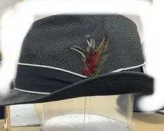 ニューヨーク　ハット　サイズL ブラック　麦わら帽子　中折れ　ストローハット