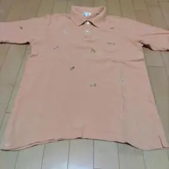 00s Papas ポロシャツ サーモンピンク 半袖 ロゴパッチデザイン メンズ