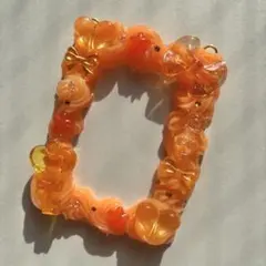 【No.081】ホイップデコ　トレカケース　硬質ケース　オレンジ　リボン　ハート