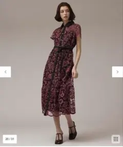 グレースコンチネンタル　チュールフラワー刺繍ワンピース