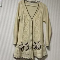 axes femme リボン付きカーディガン