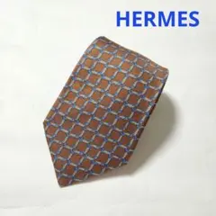 ふ*ち様 【128】HERMES エルメス シルク ネクタイ ブラウン 大剣8.
