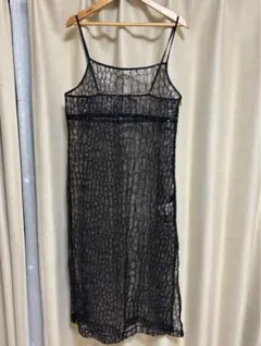 JEANASIS スパンコールキャミワンピースブラック