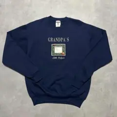 希少 JERZEES スウェット M ネイビー 刺繍 フォトポケット 古着のサムネイル
