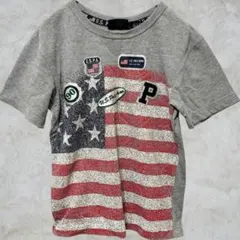 U.S. POLO ASSN. キッズTシャツ【120-130】星条旗 グレーのサムネイル