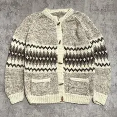 海外古着　ハンドメイド　ニットカーディガン　セーター　ノルディック