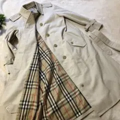 美品　バーバリー　ステンカラーコート　ノバチェック柄　ロング　ベージュ　本国製