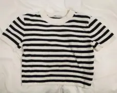 ZARA 白黒ストライプ 半袖ニット