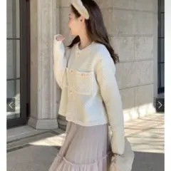 ゴールドボタンショート丈ニットカーディガン[an1347]