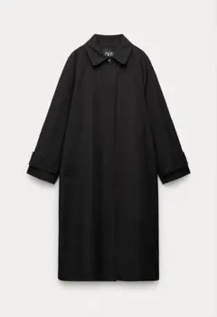 ZARA ステンカラーコート　ロングコート　ブラック　オーバーサイズ