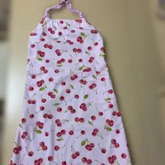 ハンドメイド　さくらんぼ柄キッズエプロン120 130 140