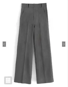 GRL センタープレス　ストレートパンツ　グレー ワイドパンツ ハイウエスト