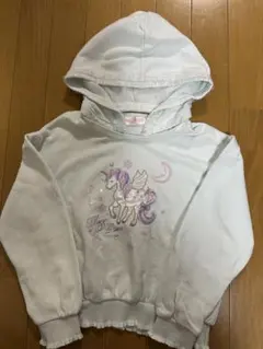 メゾピアノユニコーン刺繍 水色パーカー