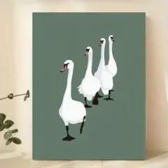 アートポスター　インテリア　アヒル　リビング　北欧　ミッドセンチュリー　絵　A3