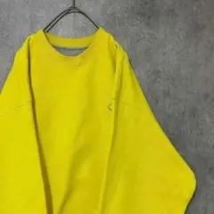 チャンピオン トレーナー　スウェット　刺繍　ワンポイント　メンズ　L 古着 黄色