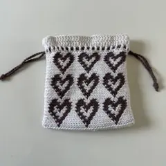 ハンドメイド　かぎ編み　巾着ポーチ