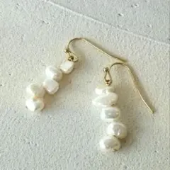 淡水パール 5mm 5粒　サージカルステンレス　アレルギー対応　フックピアス