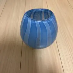 青と白のストライプガラス花瓶