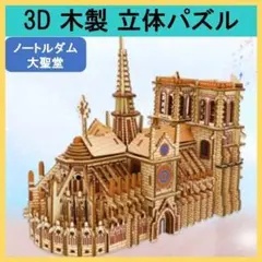 3D 木製立体パズル ノートルダム大聖堂 接着剤不要 カラー木製パズル 0721