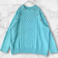 TALBOTS ケーブルニット セーター 2X ゆったり 水色のサムネイル