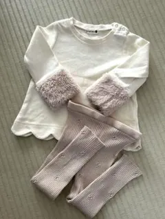 ブランシェス　プティマイン　ロンT 長袖　もこもこ　レギンス　サイズ 90