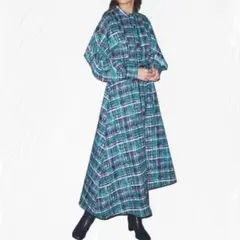 【完売品】アズールバイマウジー/チェックフレアロングワンピース/アシンメトリーS