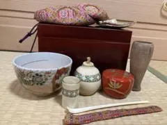 茶箱 茶道具セット　野点　茶碗　棗　茶杓のサムネイル