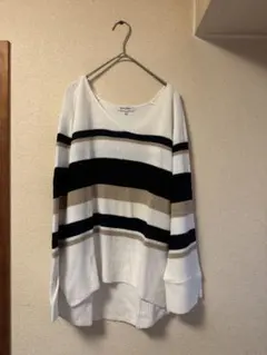 GLOBAL WORK ストライプ Vネック セーター M 春秋 長袖