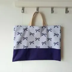 レッスンバッグ　リボン柄　手さげ　入学グッズ　入園かばん