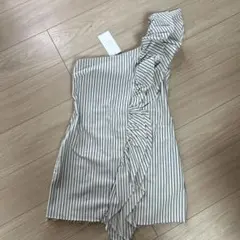 ZARA デニムワンピース　ワンショルダー　アシンメトリー　trf 新品