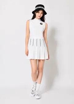 マークアンドロナ　ワンピース　MARK&LONA ホワイト ポロワンピース　M マークアンドロナ ワンピース MARK&LONA ホワイト ポロワンピース M