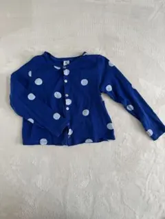 プチバトー キッズ ネイビー ドット柄 カーディガン 130cm