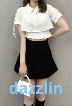 dazzlin レースアップラメシャギーミニスカート