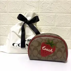 COACH コーチ ドーム型コスメポーチ ストロベリーのサムネイル