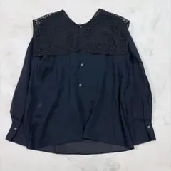 IENA イエナ レースカラーブラウス 黒 フリー