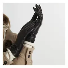 メゾン・ファーブル ラムスキン レザーグローブ｜ブラック 7.5