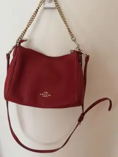 COACH コーチ レザー 2WAY バッグ ゴールドチェーン 赤のサムネイル